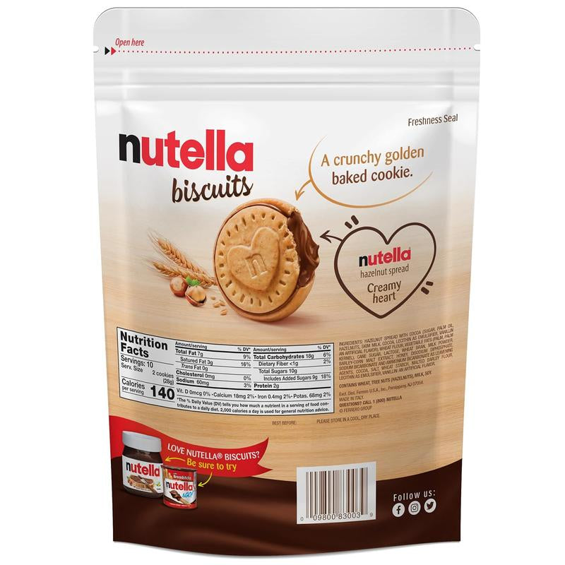 Nutella Biscuits, 20 Count Cookies, Hazelnut Spread with Cocoa, Holiday Christmas Cookies, 9.7 Oz
