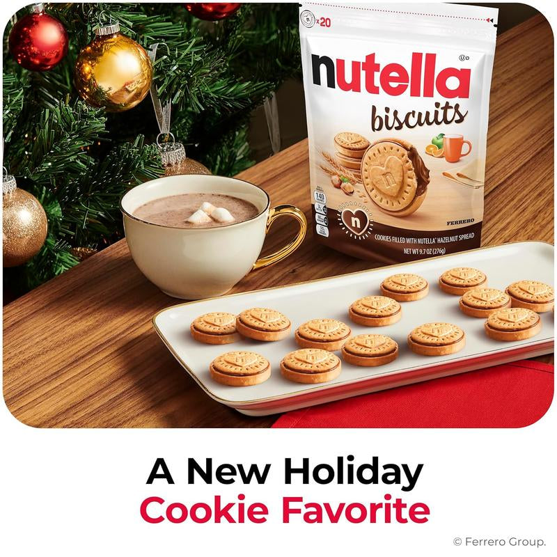 Nutella Biscuits, 20 Count Cookies, Hazelnut Spread with Cocoa, Holiday Christmas Cookies, 9.7 Oz
